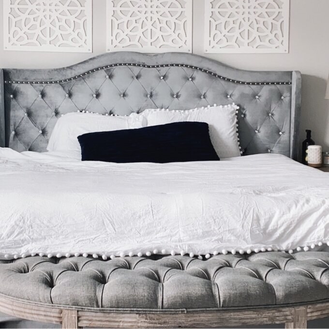 Reviewer&#x27;s photo of the grey bed