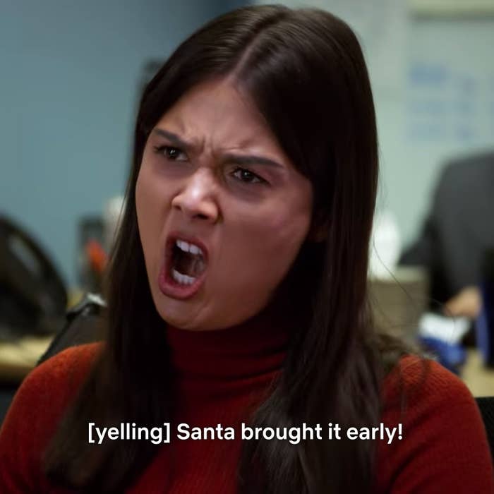 Character yelling Santa brought it early