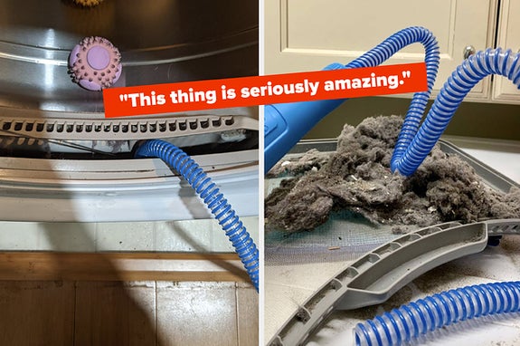 reviewer photo of the blue attachment in the dryer vent 