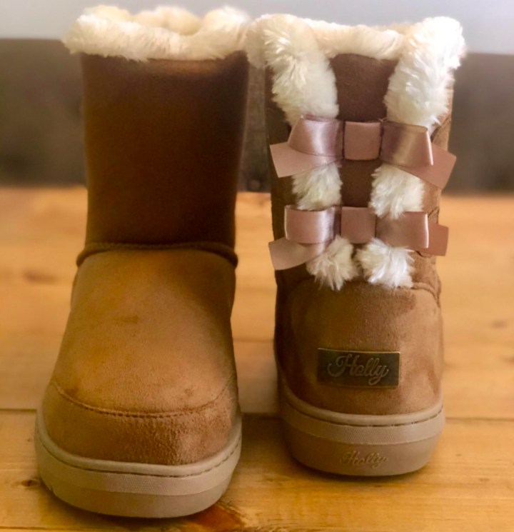 faux fur lined corduroy snow boots