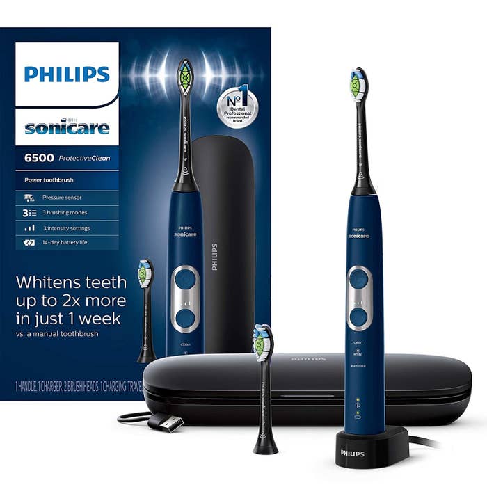 navy blue rechargeable toothbrush set