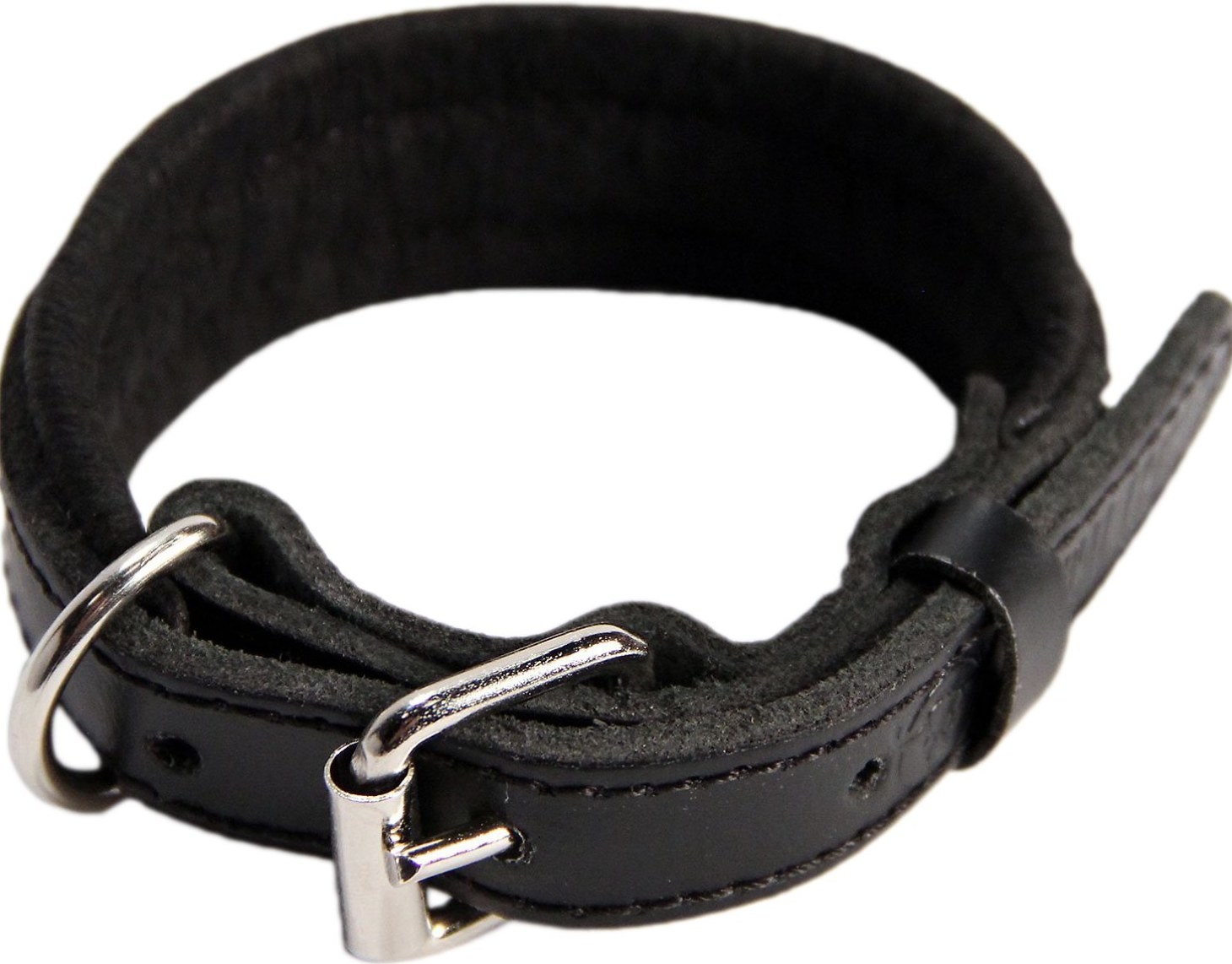 A black leather collar with buckle