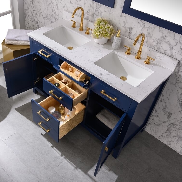 the double vanity in blue