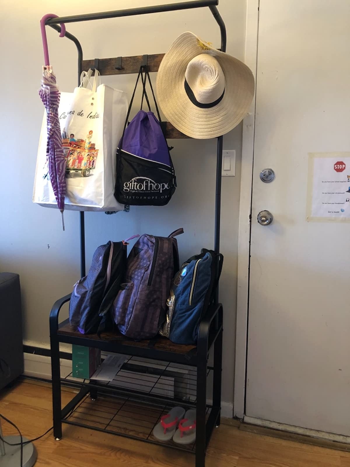 reviewer image of the coat rack in the entryway