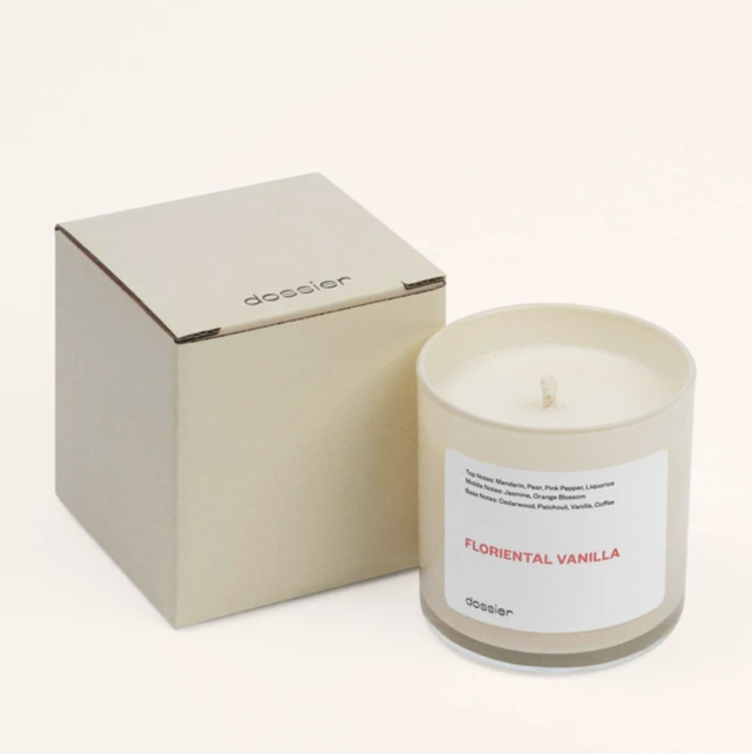 A stock photo of the Floriental Vanilla candle is shown