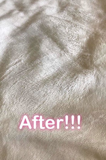 on right, same blanket with little-to-no wine stain after using the wine stain remover spray