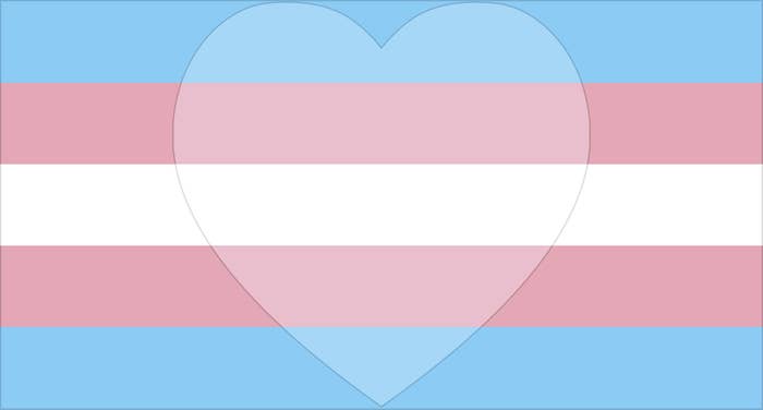 Trans flag with a with a heart