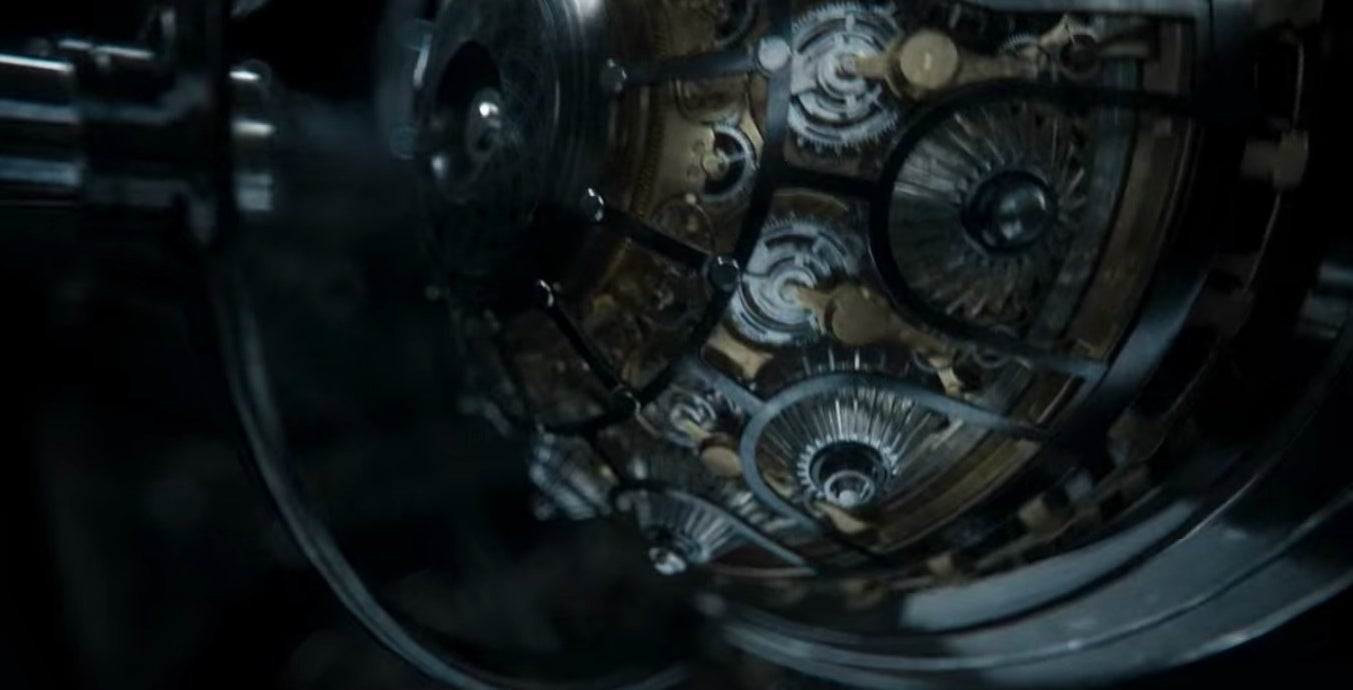 The inner orb-like workings of a safe in "Army of Thieves"