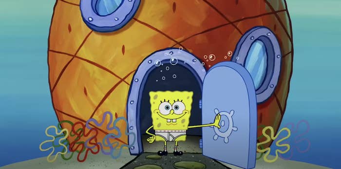 SpongeBob in the front door