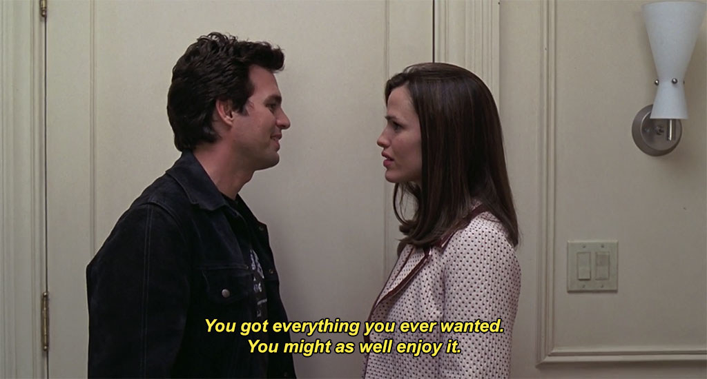 Mark Ruffalo as Matty gives Jenna a final piece of advice before he leaves her apartment in &quot;13 Going on 30&quot;