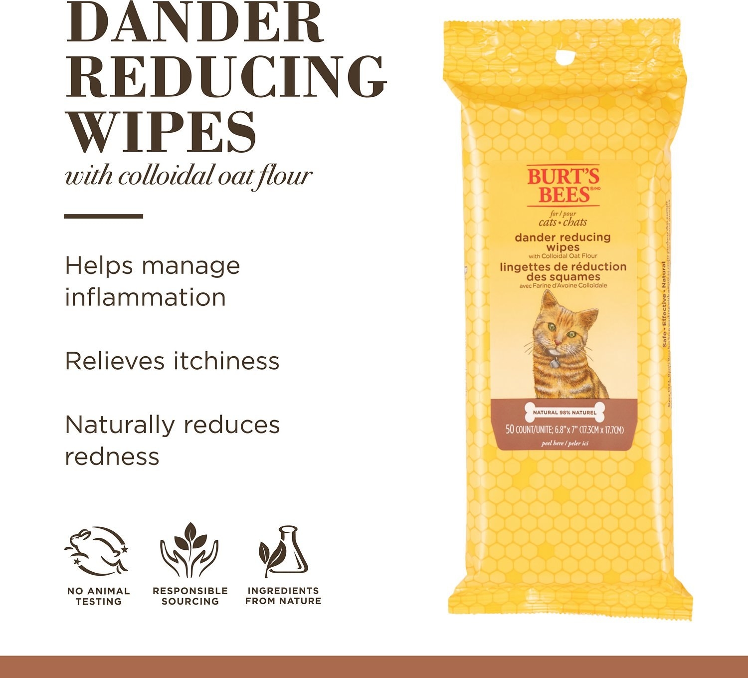 infographic showing the wipes and listing their benefits, which include &quot;helps manage inflammation, relieves itchiness, and naturally reduces redness&quot;
