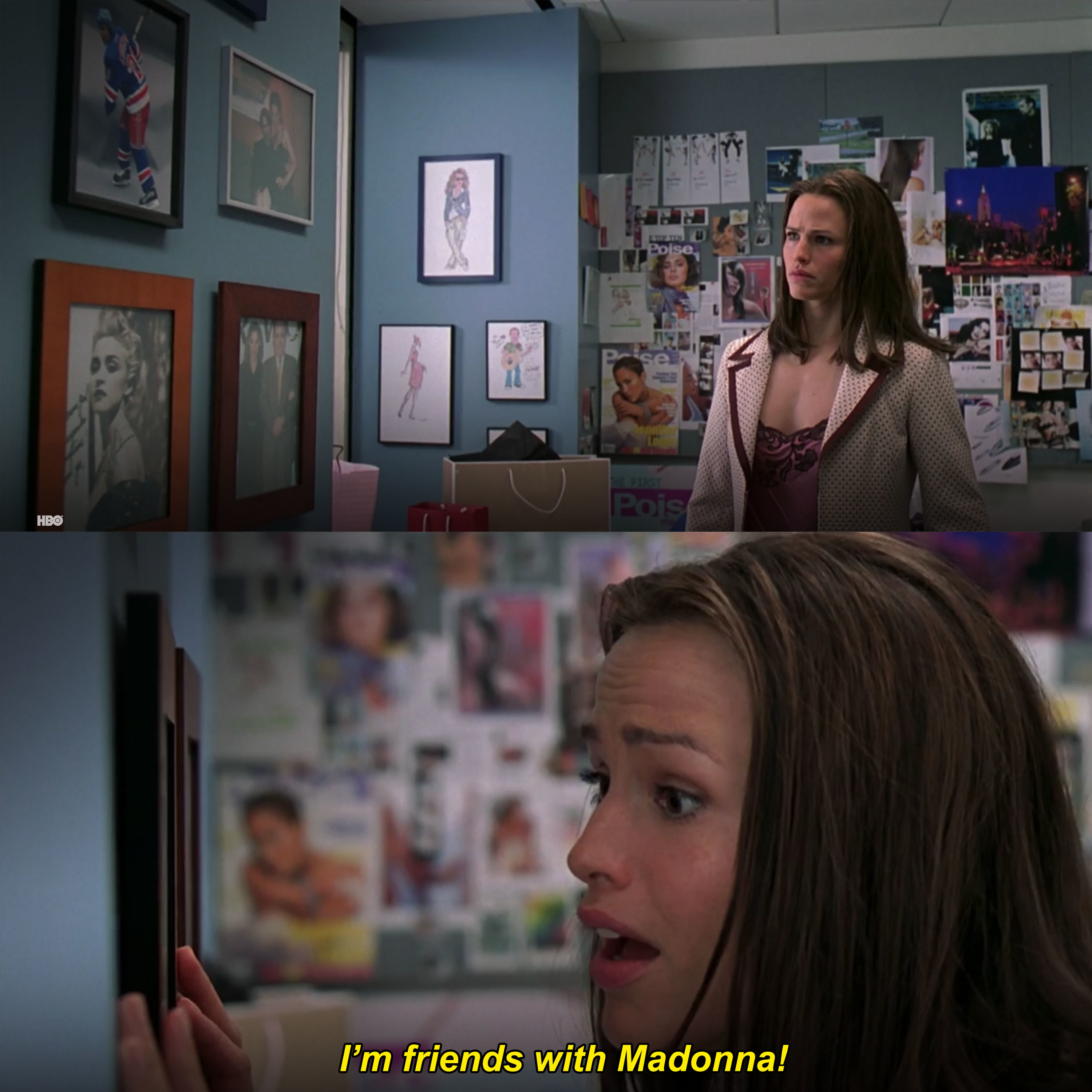 Jenna investigates her office as a 30-year-old and discovers she&#x27;s friends with famous people in &quot;13 Going on 30&quot;