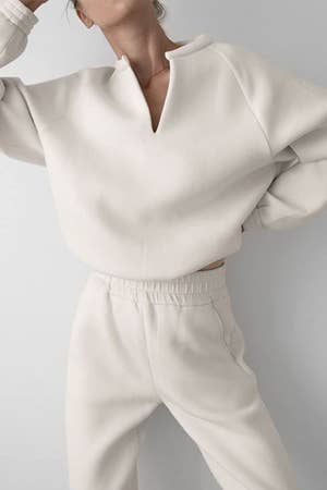 Model in the white pullover