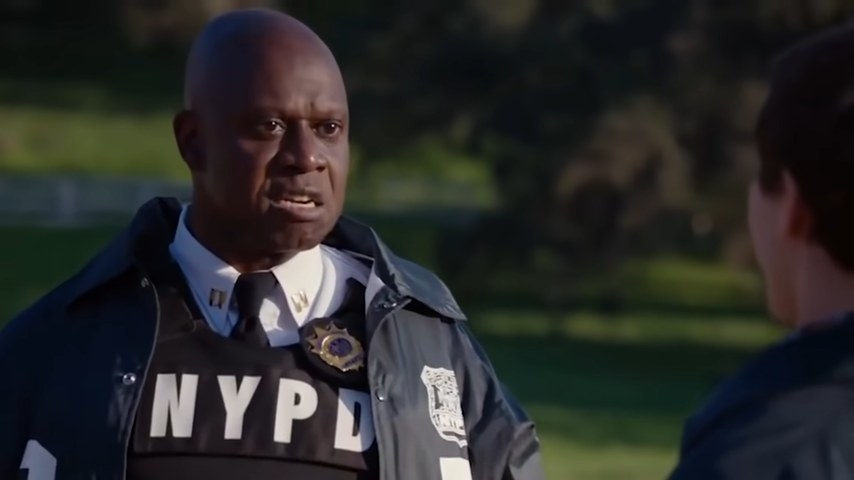 Captain Holt in a police vest talking to Jake in &quot;Brooklyn Nine-Nine&quot;