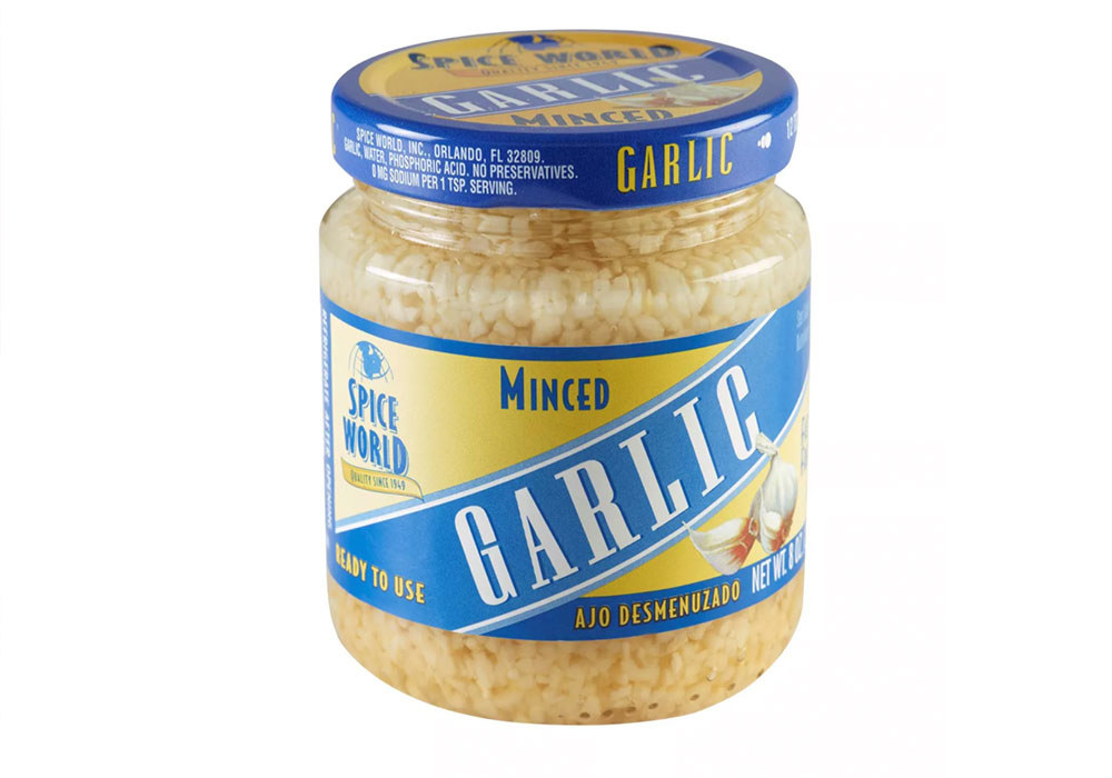 Jarred minced garlic.