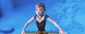 anna from frozen walking through snow saying &quot;cold, cold, cold, cold, cold&quot;