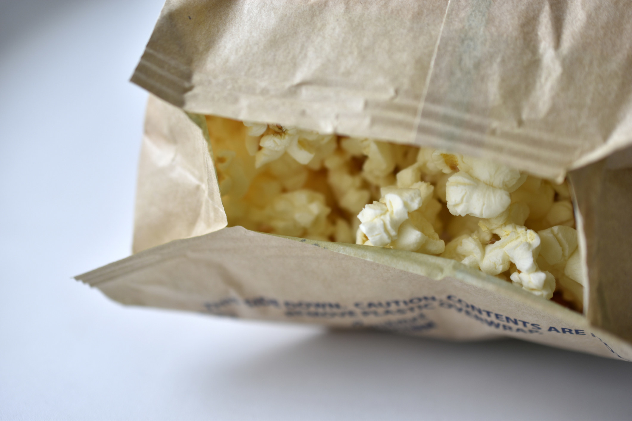 A bag of microwave popcorn.