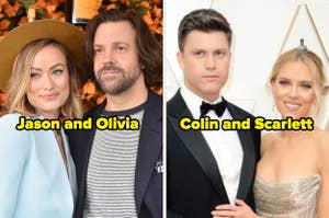 Jason Sudeikis and Olivia Wilde and Colin Jost and Scarlett Johansson
