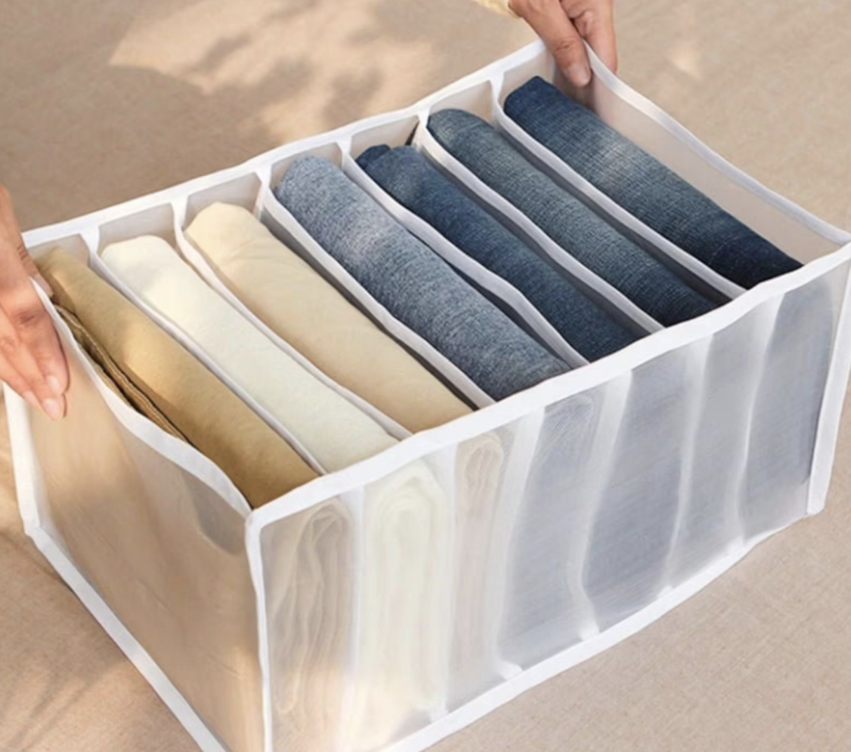 The storage box filled with pants
