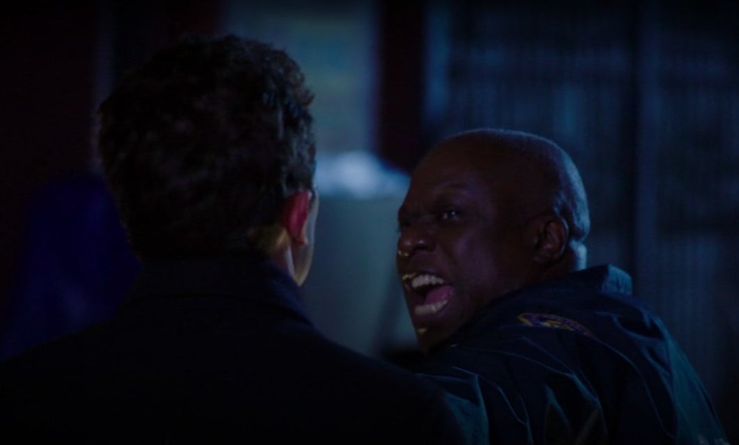 Holt screaming at a criminal before punching him in &quot;Brooklyn Nine-Nine&quot;