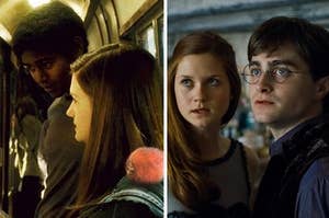 Dean Thomas stands next to Ginny Weasley on the Hogwarts Express and Ginny Weasley stands next to Harry Potter