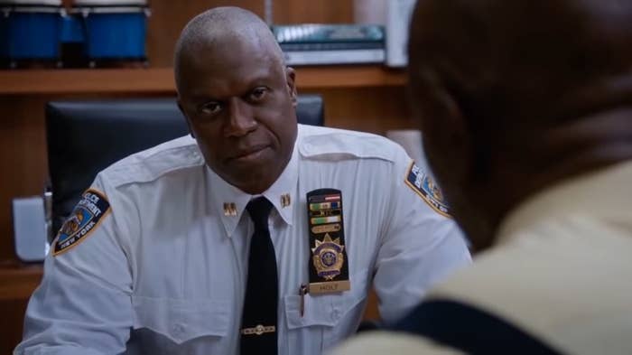 Holt telling a joke to Terry in "Brooklyn Nine-Nine"