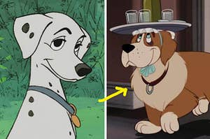 perdita from 101 dalmatians on the left and nana from peter pan on the right