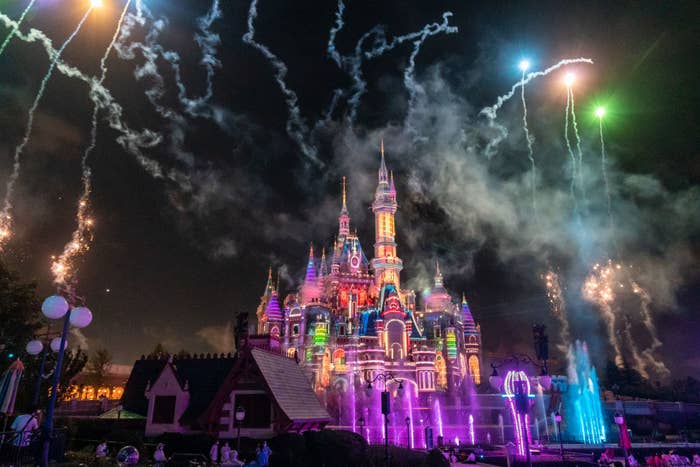 fireworks at Disneyland Shanghai