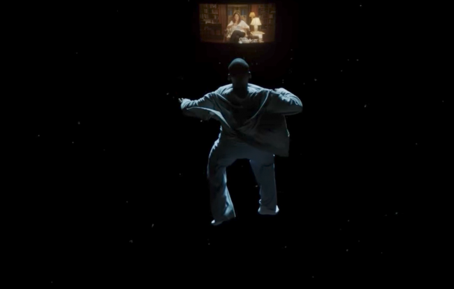 Chris falls backward and is shown floating in midair as he falls seemingly to his death