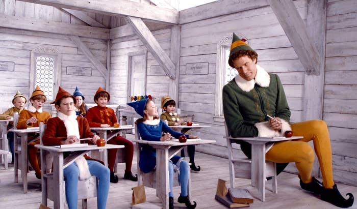 Buddy in a classroom of elves, whom he is all significantly bigger than