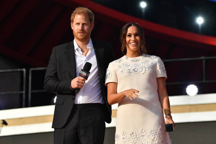 Prince Harry and Meghan onstage
