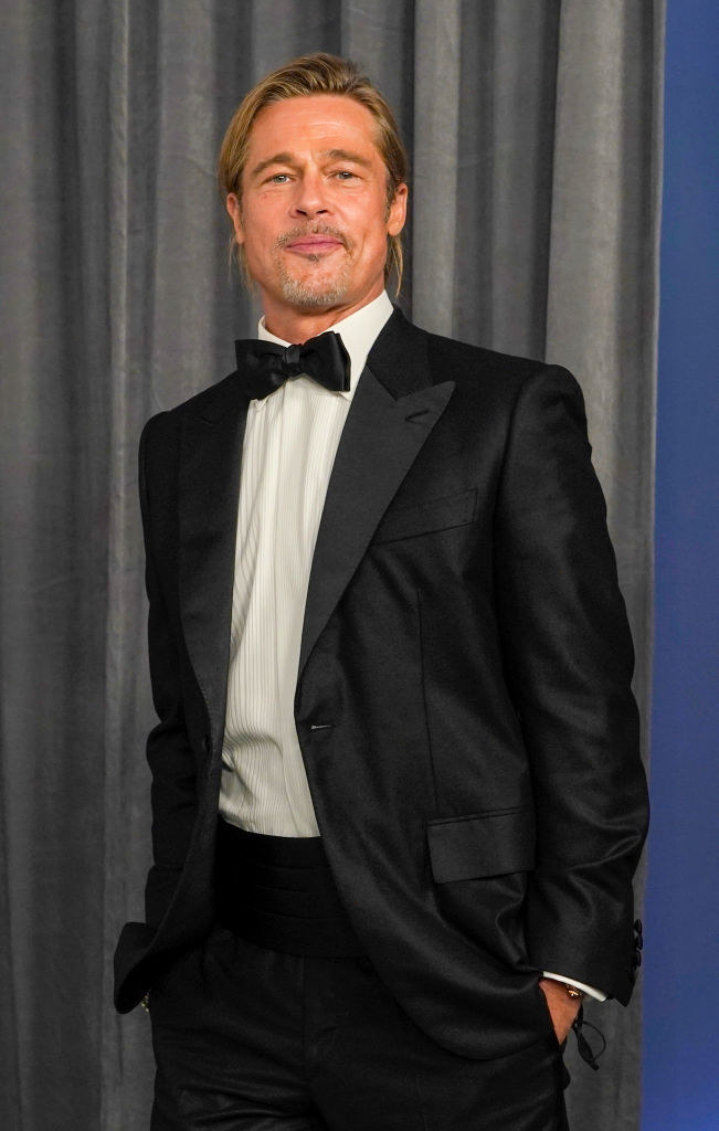 Brad at the academy awards in a tuxedo