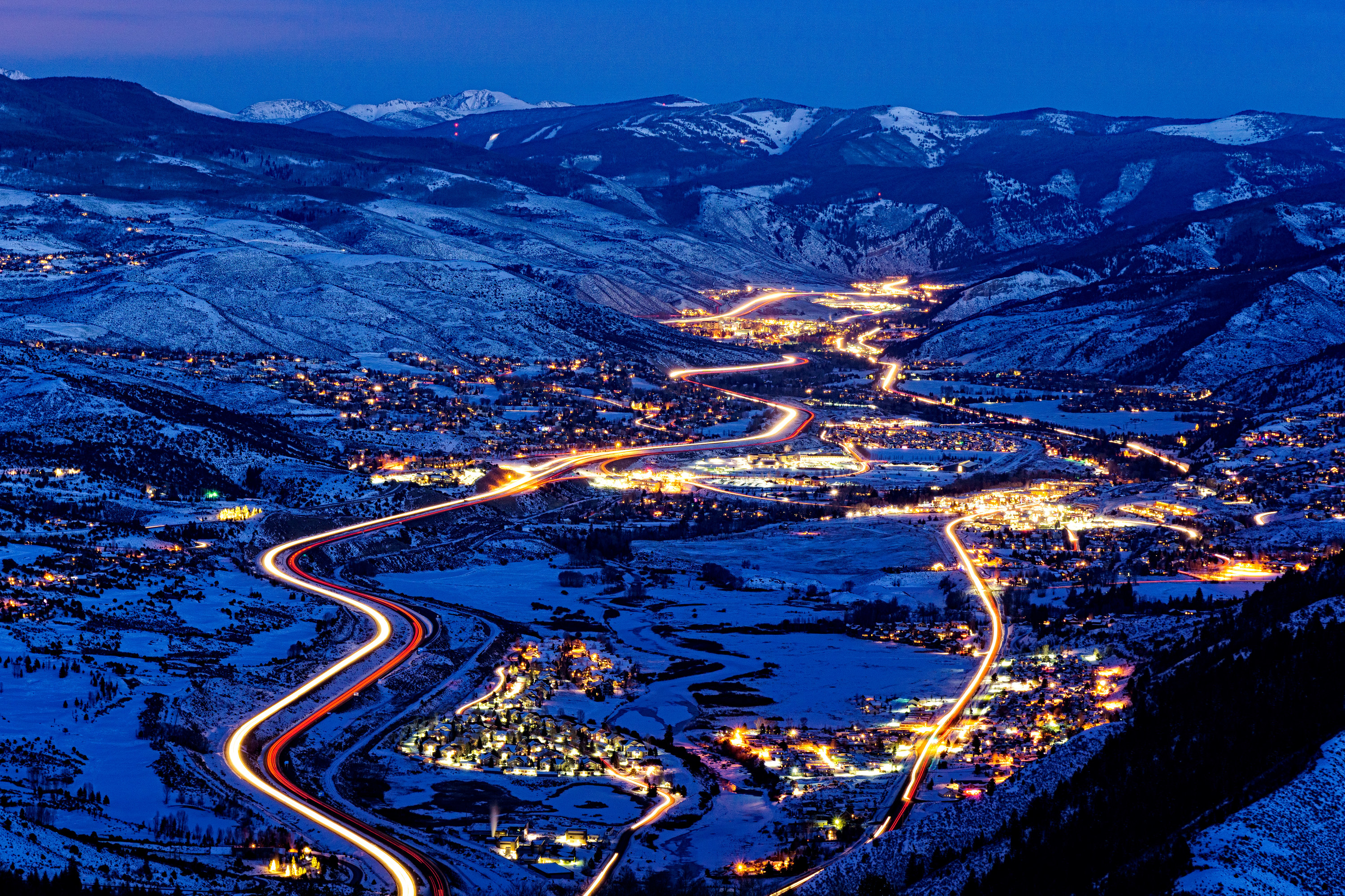 The valley of Vail in the evening