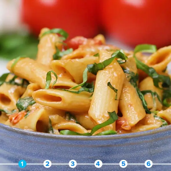 Close-up of creamy nondairy one pot pasta