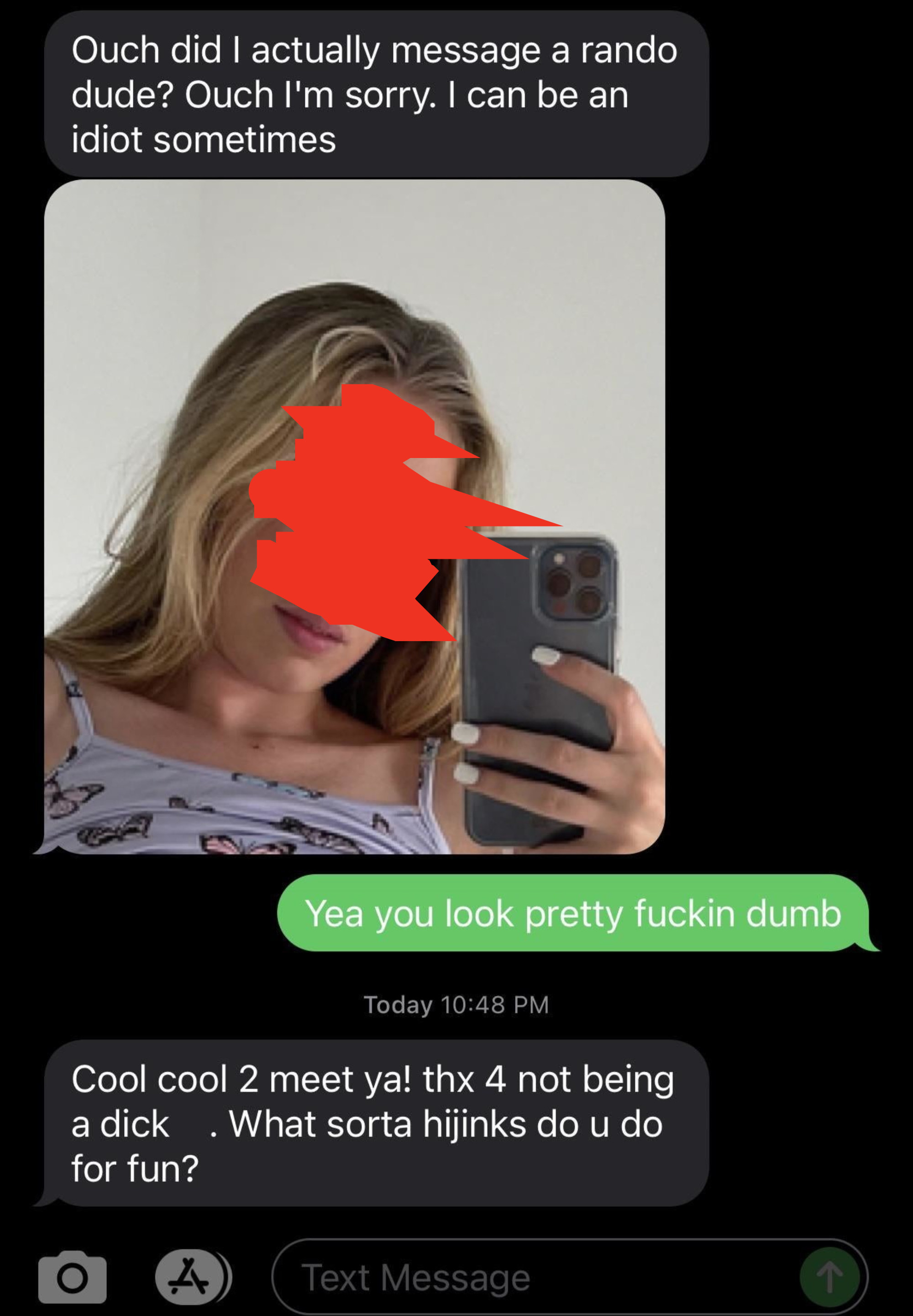 scammer sendiing a picture and ignoring the response