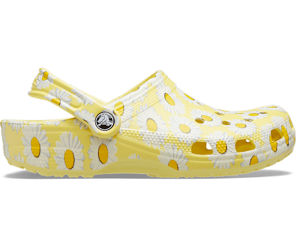 yellow daisy print crocs