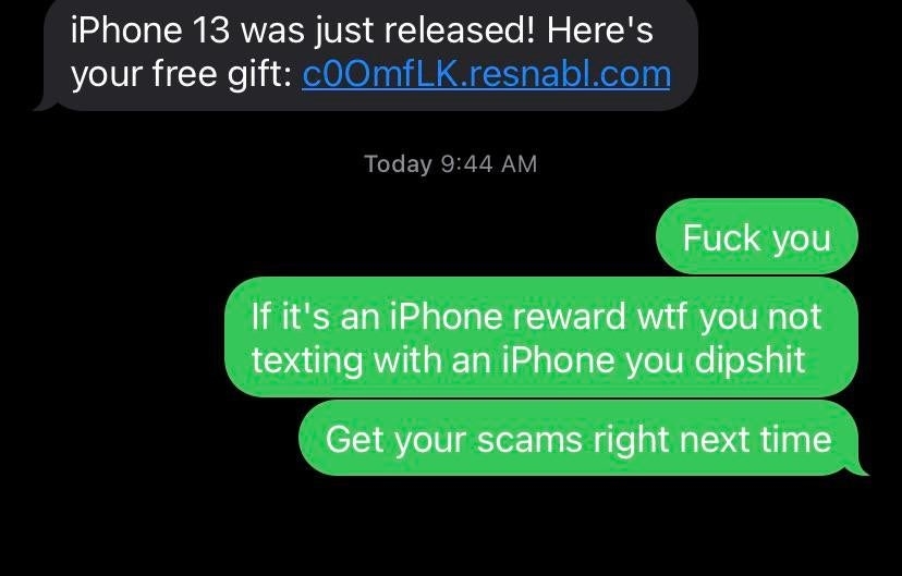 scammer selling an iphone from an android phone