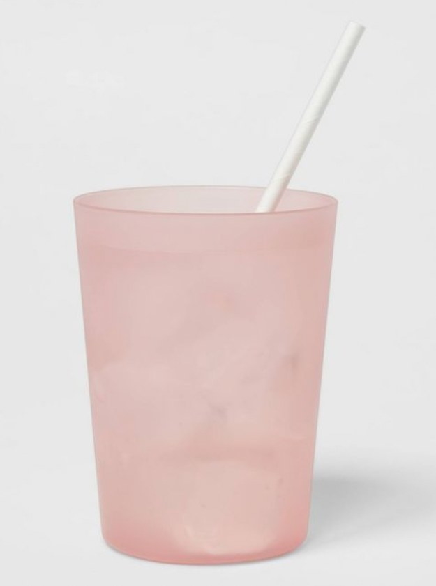 a pink matter plastic tumbler