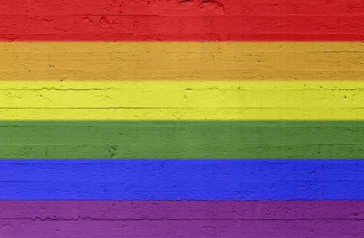 rainbow painted on brick