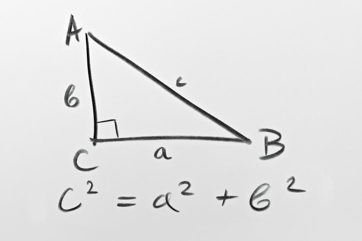 right triangle showing the theorem (c^2=a^2 + b^2)
