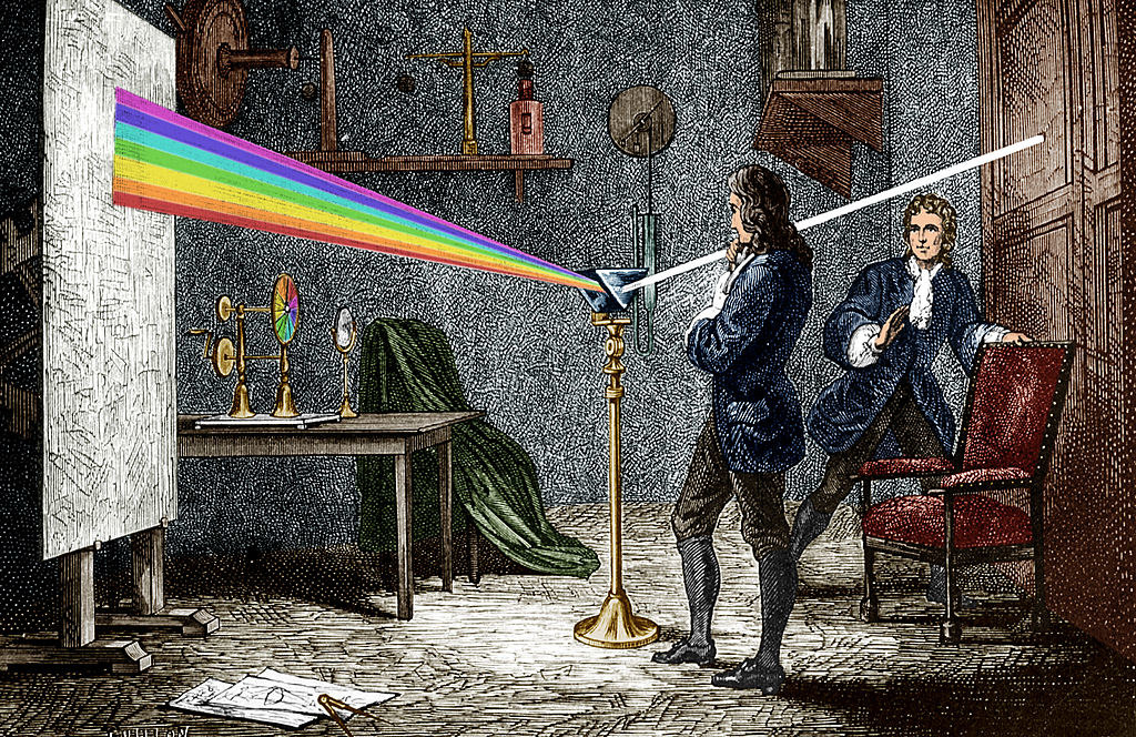Newton observing a prism&#x27;s refraction