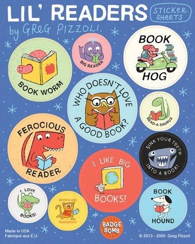 The sticker sheet with illustrations and phrases