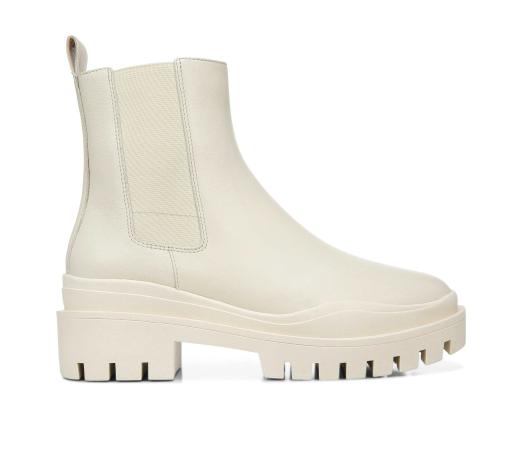 white chelsea boot with chunky sole