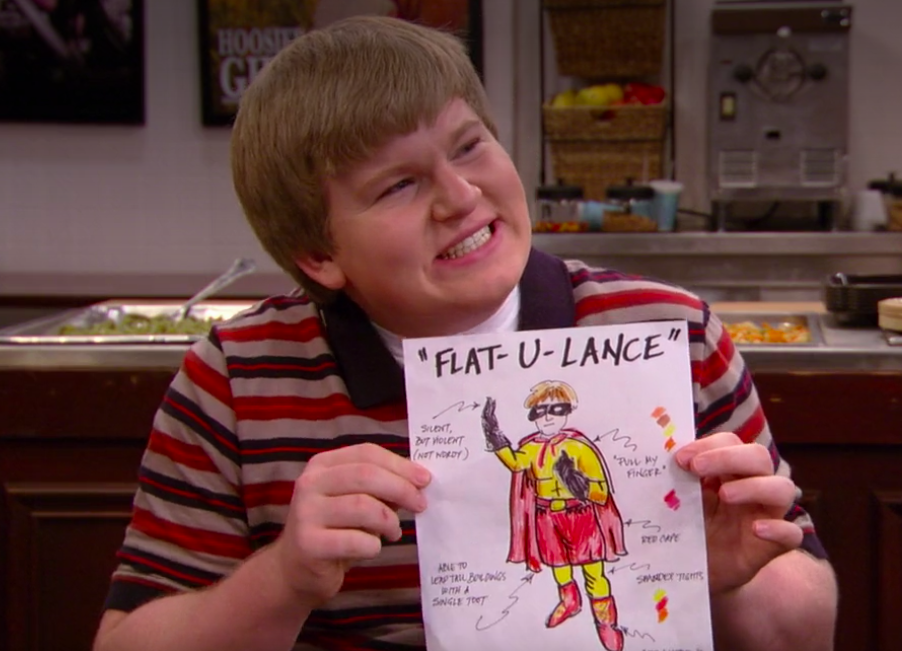 Doug holding up a drawing on "Sonny with a Chance"