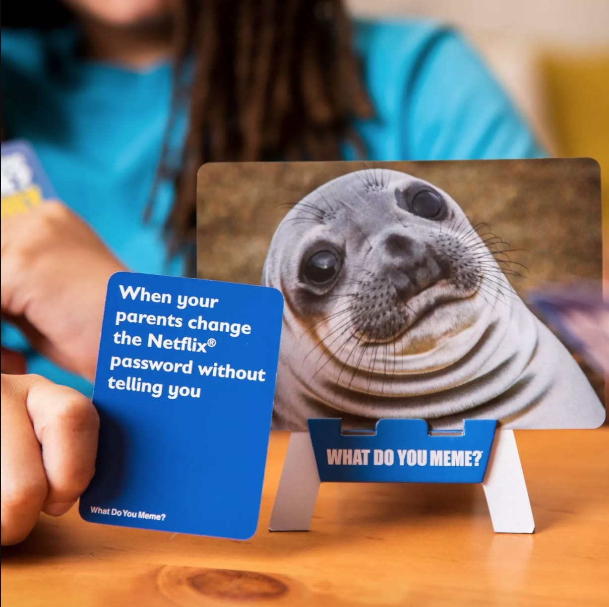 a photo of a seal and a card that says &quot;when your parents change the netflix password without telling you&quot;
