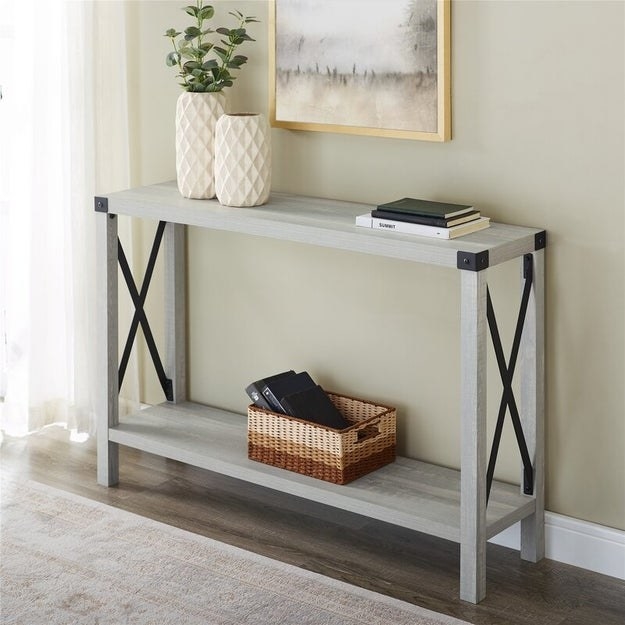 The console table in the color Stone Gray