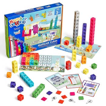 The colorful blocks, worksheets and packaging