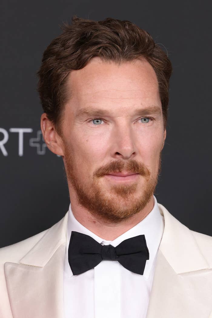 Cumberbatch wears a white tuxedo at an event