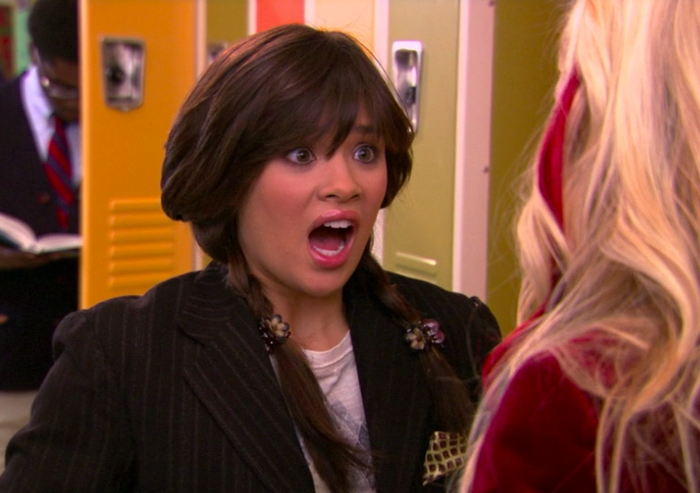 Nicole looking shocked in an episode of &quot;Jonas&quot;