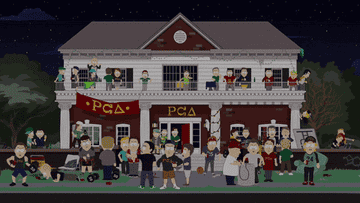 A fraternity in an episode of South Park